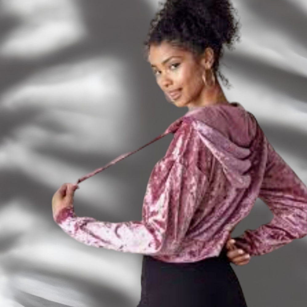 URBAN PLANET WEEKEND EDITION Lilac Crushed Velvet Zip-Up Hoodie